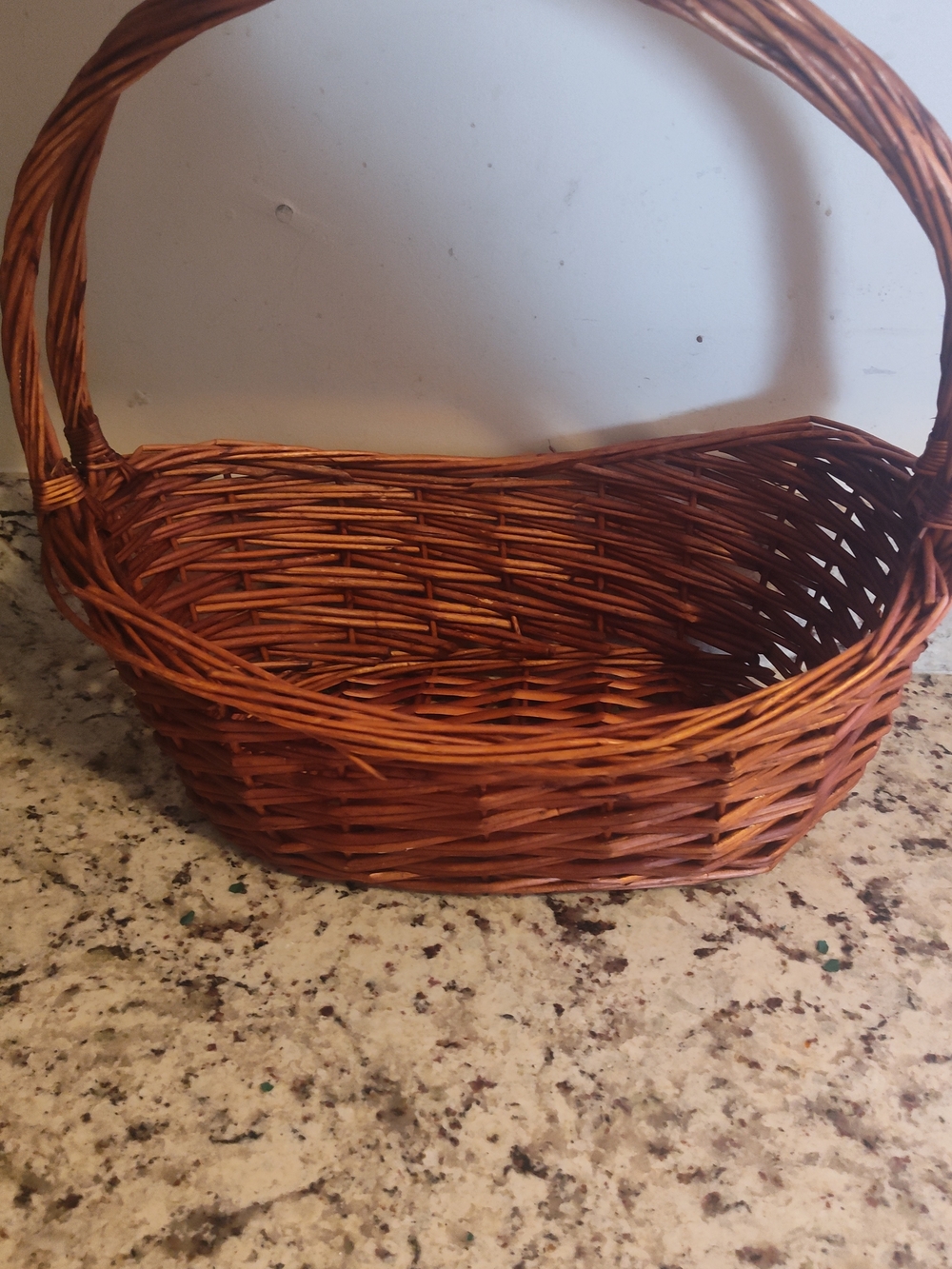 Wicker Handled Basket in Warm Brown